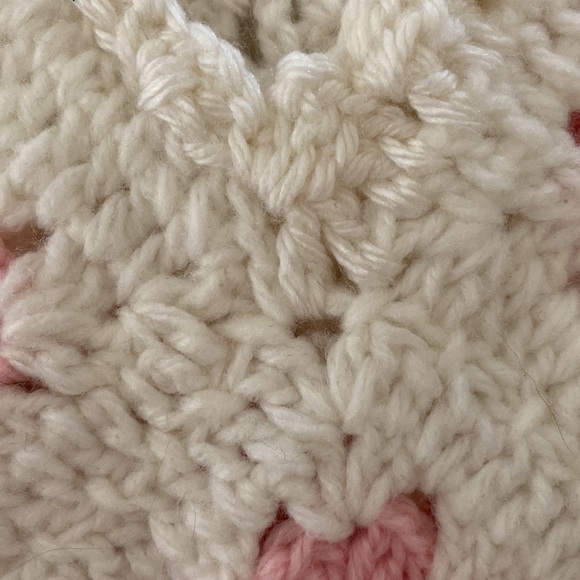 Handmade Crochet Pink and White Child Poncho - Picture 9 of 9